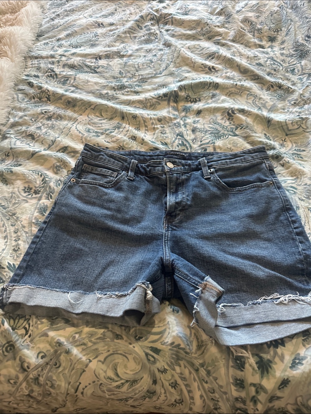 Lucky Brand Rolled Hem Dark Blue Denim Shorts